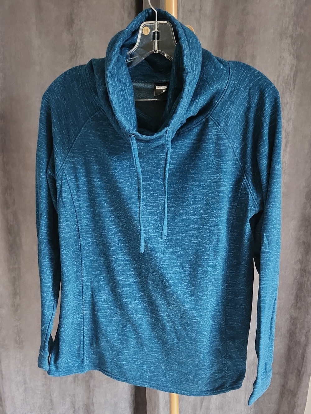 Teal Blue Cowl Neck Pullover Hoodie